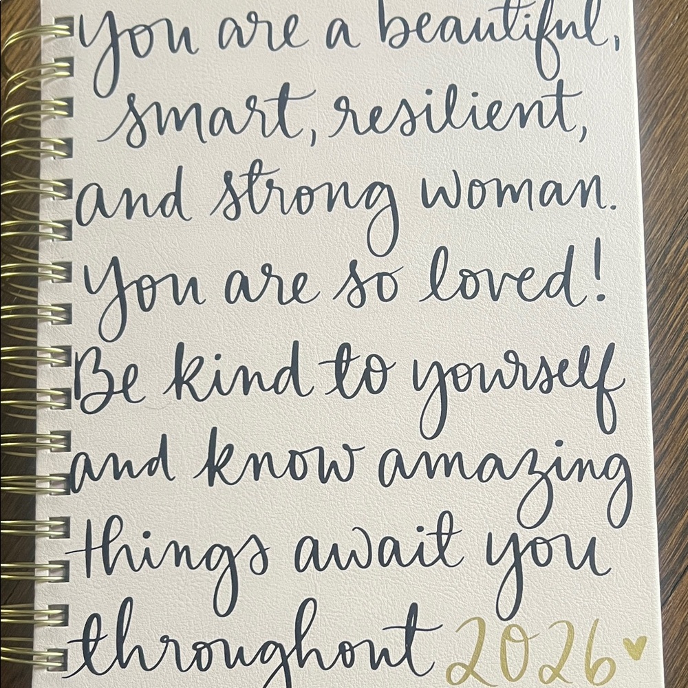 Inspirational Spiral Notebook with Gold Accents